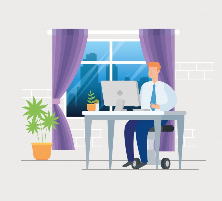 scene of businessman working at home